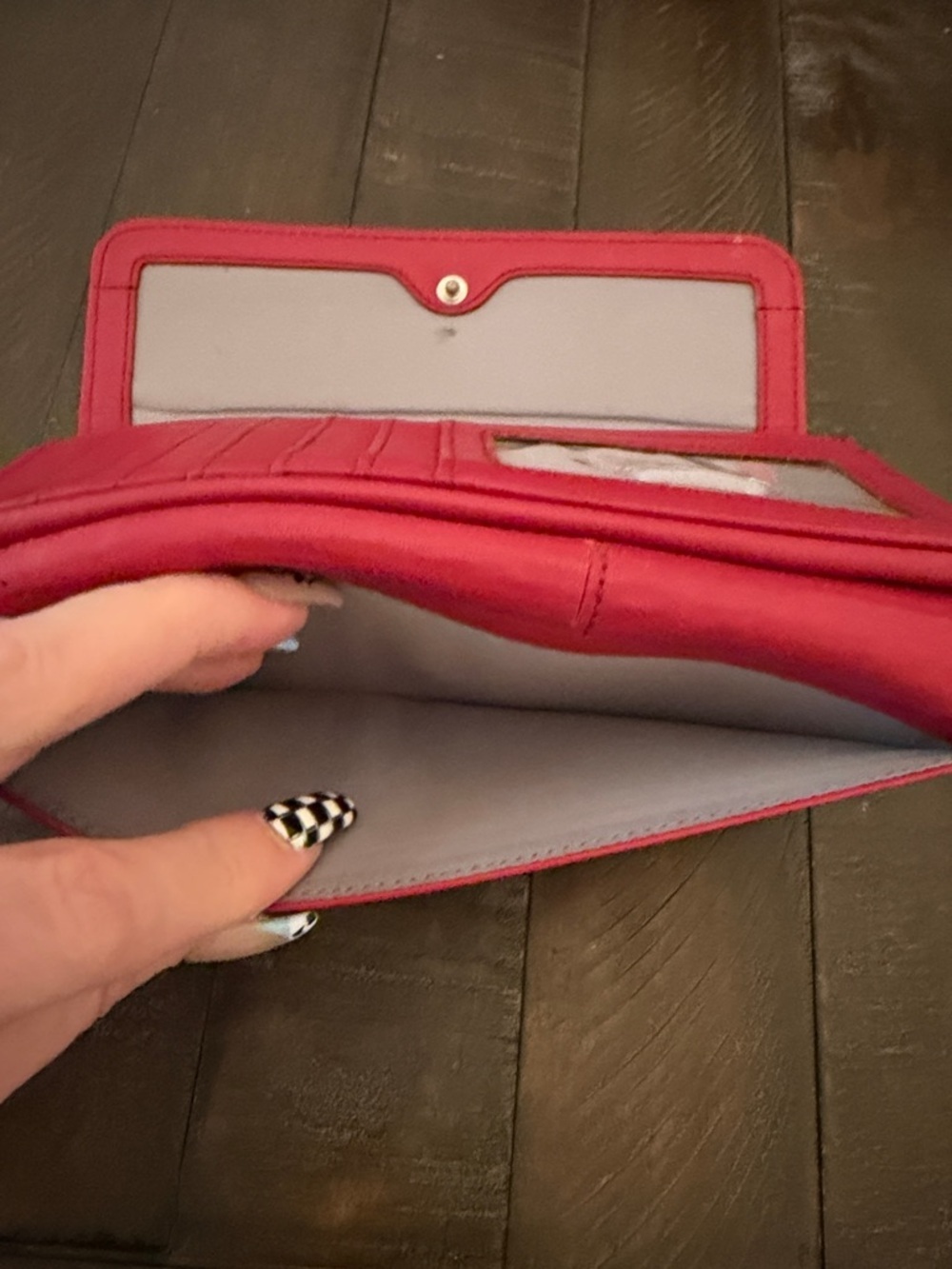 Red Soft Leather Long Wallet for Women - Picture 9 of 14